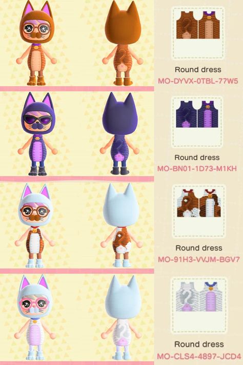 Animal Crossing Cat, Animal Crossing Cats, Trippy Clothes, Cat Dressed Up, Animal Crossing Memes, Animal Crossing Guide, Cat Dress, Acnh Design, Acnh Designs