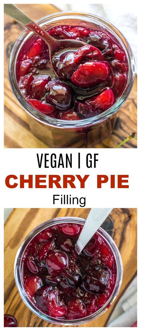 Homemade Vegan cherry pie filling / make cherry pie filling in an instant pot Paleo Cherry Pie, Vegan Pie Filling, Vegan Cherry Recipes, Vegan Cherry Desserts, Trailer Recipes, Cherry Sweets, Vegan Cherry Pie, Fresh Cherry Pie, Cherry Pie Filling Recipes