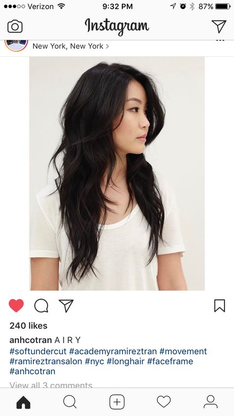 Long Hair With Face Framing, Angled Hair, Anh Co Tran, Hairstyles For Layered Hair, Long Dark Hair, Mom Hairstyles, Model Inspo, Celebrity Hair Stylist, Long Layered Hair