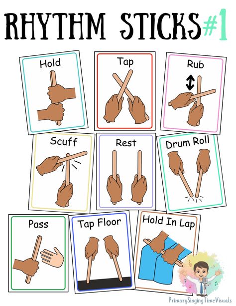 Rhythm Sticks Visuals - Primary Singing Time Visuals When I Am Baptized, Rhythm Sticks, Shoulder Tap, Rhythm Activities, Elementary Music Class, Time Activity, Primary Singing Time, Music Curriculum, Preschool Music