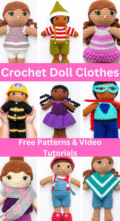 Crochet Doll Shirt Free Pattern, Crocheted Doll Clothes Free Pattern, Crochet Doll Dress Free Pattern Amigurumi, Doll Clothes Tutorial, Crochet Doll Clothes Free Pattern, Crochet Doll Clothes Patterns, Crochet Princess, Crochet Doll Dress, Crochet Collection