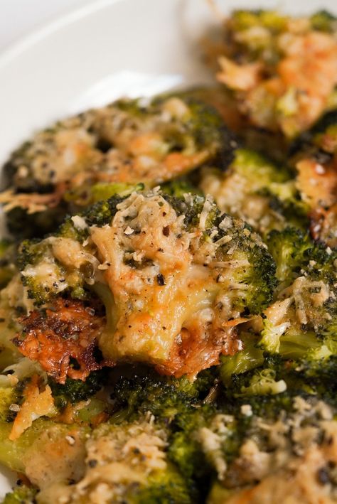 Smash Broccoli Parmesan, Smashed Broccoli With Parmesan, Honey Garlic Green Beans, Smashed Broccoli, Broccoli Parmesan, Parmesan Roasted Broccoli, Broccoli Crowns, Parmesan Broccoli, Raw Carrots