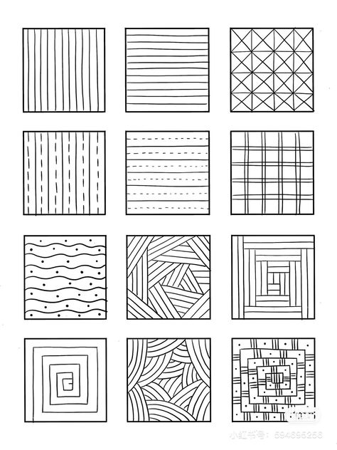 Line Art Worksheet, Nonobjective Art Ideas, Line Drawing Techniques, Simple Tattoo Practice, Line Zentangle Patterns, Easy Designs To Draw Pattern, Basic Patterns Drawing, Patterns And Designs, Easy Geometric Patterns