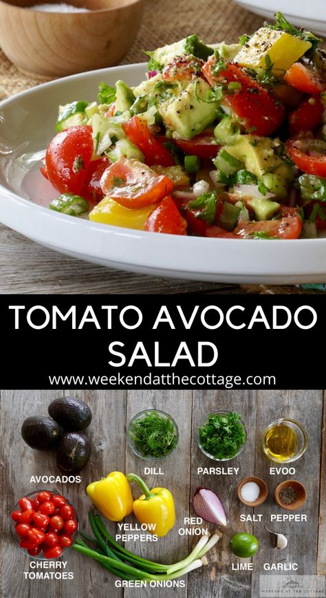 Tomato Avocado Salad, Salad Tomato, Avocado Tomato Salad, Tomato Avocado, Vegetable Farming, Best Salad Recipes, Avocado Tomato, 140 Pounds, Simply Delicious