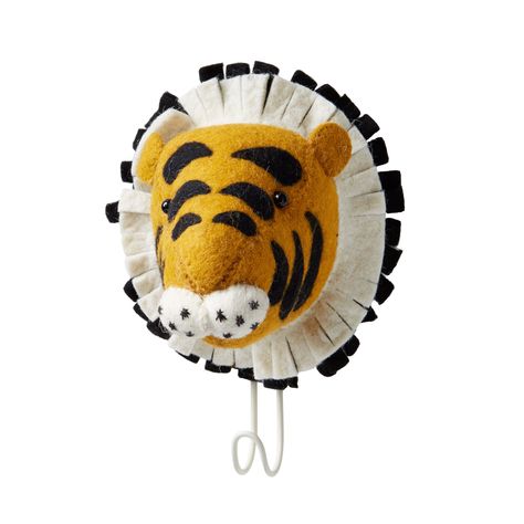 Fiona Walker England - Tiger Head Single Hook Felt Animal Heads, Big Tiger, Fiona Walker, Animal Head Wall, Felt Animal, Orange Home Decor, Orange House, Animal Head, Tiger Head