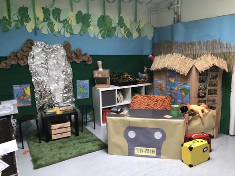 Safari role play area Safari Role Play, Role Play Areas, Continuous Provision, Animal Safari, Play Areas, Animal Habitats, Year 1, Play Area, Role Play