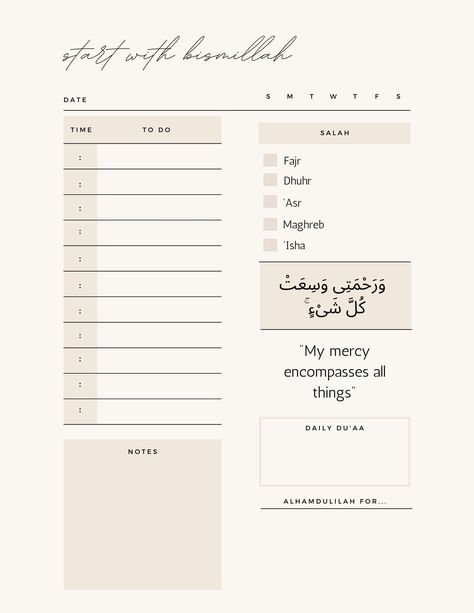 notion template free download My Daily Islamic Planner, Daily Islamic Planner, Islamic Planner Ideas, Daily Routine Schedule Muslim, Islamic Schedule, Islamic Daily Planner, Cute Daily Planner Template, Muslim Planner, Daily Planner Ideas