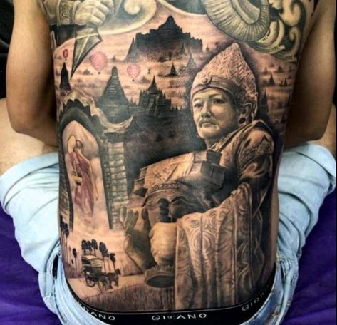 Myanmar Traditional Tattoo Design, Bagan Myanmar Tattoo, Myanmar Traditional Tattoo, Samurai Tattoo Sleeve, Hero Fighter, Koi Tattoo Sleeve, Hero Tattoo, Traditional Japanese Tattoo Designs, Myanmar Art