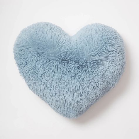 Faux Fur Heart Pillow – Dormify Fuzzy Pillows, Blue Room Decor, Light Blue Pillows, Blue Bedroom Decor, Comfy Pillows, Faux Fur Pillow, Heart Pillow, Bedroom Pillows, Cute Pillows