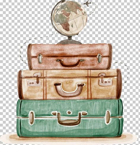 Mala Making, Travel Watercolor, Travel Clipart, Travel Art Kit, Bag Illustration, Vintage Suitcases, Travel Icon, Art Bag, Aesthetic Painting