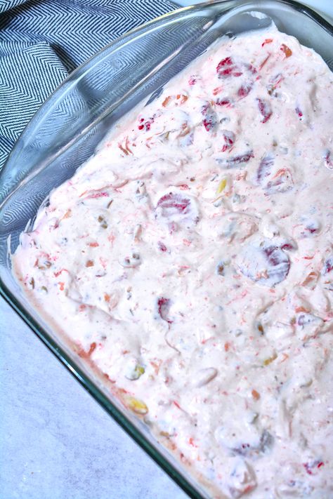 Champagne Salad Frozen Dessert Champagne Salad Frozen Dessert, Champagne Salad, Cream Cheese Strawberries, Freezer Desserts, Strawberry Whipped Cream, Frozen Dessert Recipe, Pineapple Strawberry, Whipped Cream Cheese, Awesome Food