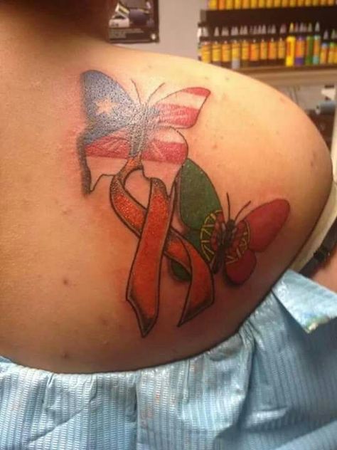 Puerto Rican and Portuguese flag butterflies with MS ribbon Ms Ribbon, Ms Butterfly, 2014 Tattoo, Portuguese Tattoo, Puerto Rico Tattoo, Faith Tattoos, Portuguese Flag, Puerto Rico Art, Faith Tattoo