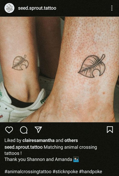 Acnh Tattoo Ideas, Animal Crossing Leaf Tattoo, Animal Crossing Tattoo Ideas, Animal Crossing Tattoos, Animal Crossing Tattoo, Epic Tattoos, Animal Crossing Leaf, Epic Tattoo, Cute Little Tattoos