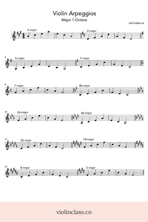 Violin Scales and Arpeggios - Free Beginner Sheet Music Violin Scales Beginner, Violin Music Sheets For Beginners, Free Violin Sheet Music For Beginners, Violin Notes For Beginners, Violin Sheet Music For Beginners, Violin Exercises, Beginner Violin Sheet Music, Beginner Sheet Music, Violin Scales