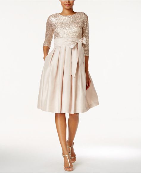 Jessica Howard Sequined Sash Fit & Flare Dress Taffeta Skirt, Jessica Howard Dress, Casual Party Dresses, Mob Dresses, Semi Formal Dresses, Jessica Howard, Dress Stores Online, Formal Style, Groom Dress