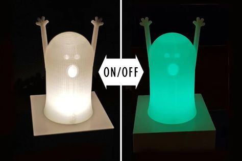 Glow in the Dark 3D-Printed Ghost Light : 3 Steps (with Pictures) - Instructables Neon Signs Bedroom Decor, Bedroom Ideas Neon, Neon Interior Design, Neon Signs Bedroom, Eco Friendly Baby Gifts, Neon Ideas, Neon Home Decor, Ghost Lights, Ghost Light