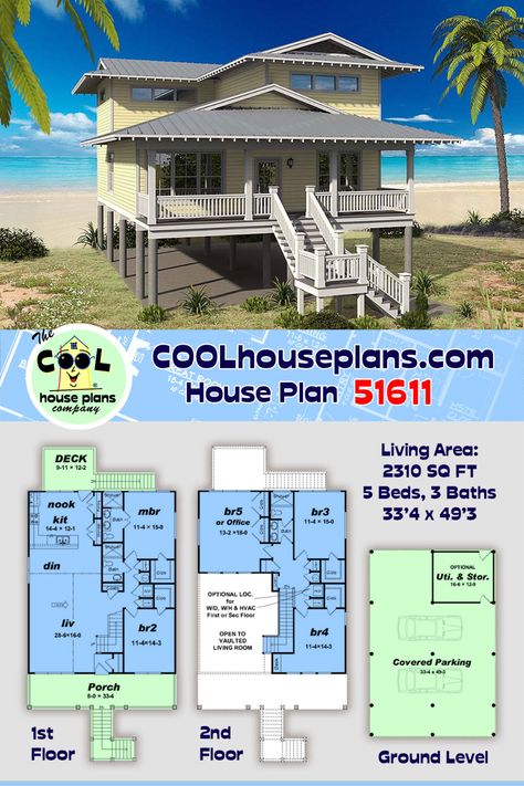 Floor Plans Beach House, 5 Bedroom Beach House Floor Plans, Floor Plan Beach House, Coastal Floor Plans 2 Story, 5 Bedroom House Floor Plan 2 Story With Pool, Beach House Floor Plans, Cottage Style House Plans, 2 Story Houses, Beach House Plans