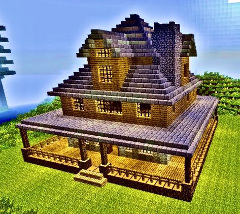 Americannstyle ranch house #farmhouse #rustic Minecraft Ranch House Ideas, Simple Horse Stable Minecraft, Ranch House Minecraft, Minecraft Ranch House, Rustic Minecraft House, Minecraft Ranch, Minecraft Farm House, Minecraft Exterior, Farm Minecraft