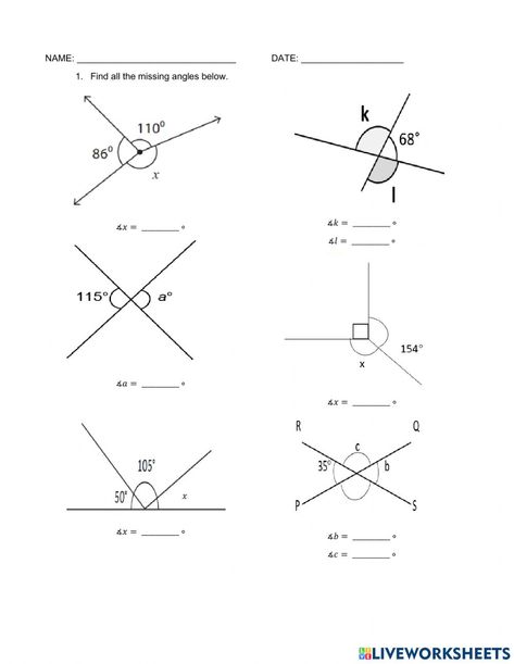 Review: Angles worksheet Angles Worksheet Grade 6, Angles Math Activity, Angles In Parallel Lines, Math Minutes, Supplementary Angles, Angles Worksheet, Cells Worksheet, Angle Addition Postulate Activity, Vertical Angles