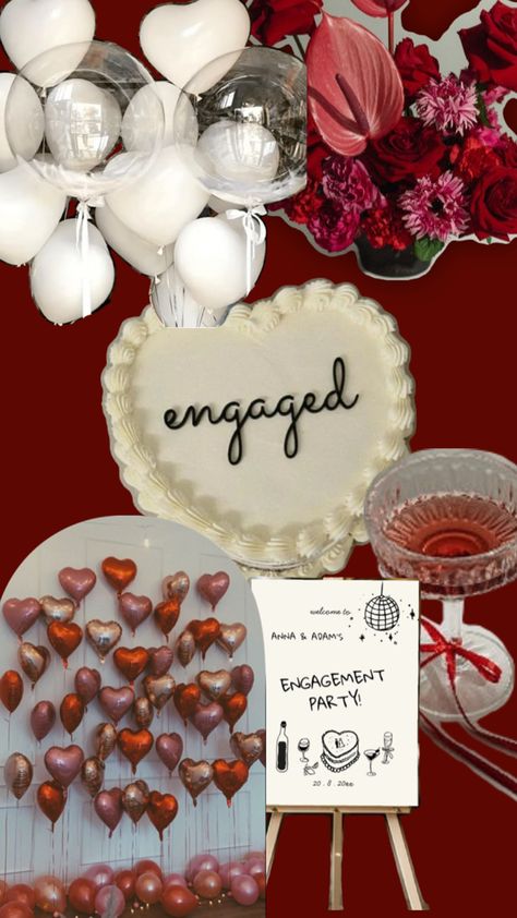 Engagement party theme Lover Engagement Party, Cupids Last Catch, Valentines Engagement Party Ideas, Perfect Pair Engagement Party, Lowkey Engagement Party, Valentines Themed Engagement Party, Red And White Engagement Party, Engagement Party Valentine Theme, Valentines Day Engagement Party