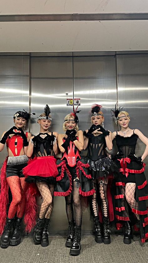 Kpop Halloween Costume, Moulin Rouge Outfits, Cabaret Party, Moulin Rouge Costumes, Kpop Costume, Burlesque Party, Minnie Outfit, G-idle Minnie, Nude Outfits