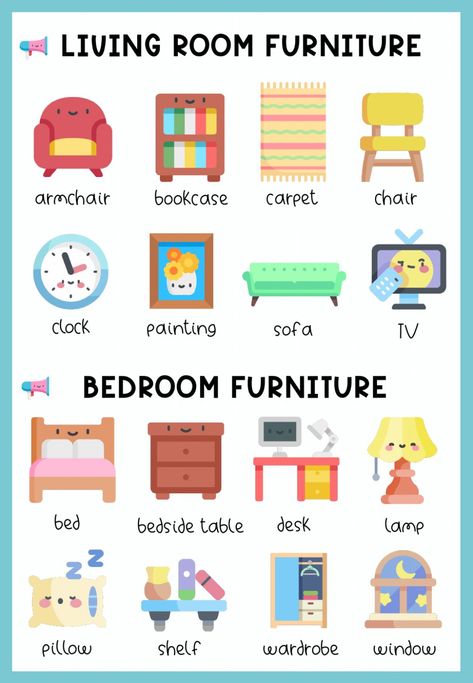 Living Room Vocabulary, Room Vocabulary, Living Room Objects, House Vocabulary, Classroom Objects, Materi Bahasa Inggris, Kids Worksheet, English Transition Words, English Activities For Kids