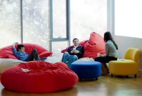 Factory Office Design, Hornet Nest, Bean Bag Office, Bean Bag Lounge, Factory Office, Open Space Office, Recreational Room, Big Pillows, Office Lounge