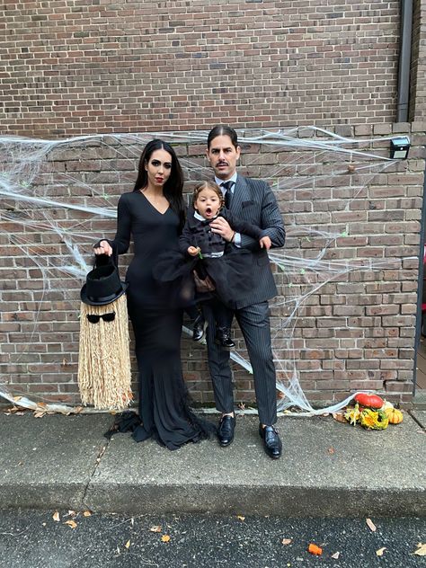 Family Vampire Costume Halloween, Interracial Family Halloween Costumes, Vampire And Bat Family Costume, Adam’s Family Couple Costume Diy, Family Of Three Costumes, Family Costume With Baby, Vampire Family Costume, The Addams Family Costumes, Adams Family Baby