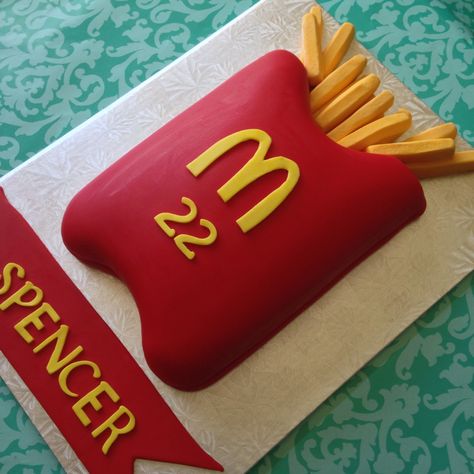 McDonalds French Fries Birthday Cake for a friend's son for his birthday. French Fries Cake, Mcdonalds French Fries, Mcdonald French Fries, Pop Cupcakes, Amelia Rose, Cake Designs Images, Cake Decorator, Kids Cakes, Article Design