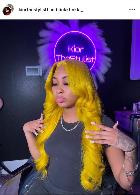 Yellow Frontal Wig, Yellow Wig, Frontal Wig Install, Healthy Natural Hair Growth, Frontal Wig Hairstyles, Wig Install, Dyed Natural Hair, Frontal Hairstyles, Healthy Natural Hair