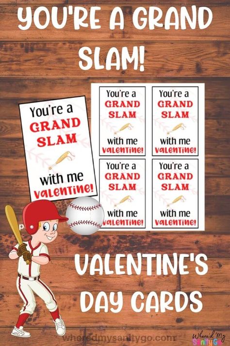 Baseball Valentine Cards Free Printable, Baseball Valentines Cards, Free Valentine Cards, Baseball Valentine, Friends At School, Kids Printables, Printable Valentines Cards, Valentines Day Cards, Valentines Printables Free