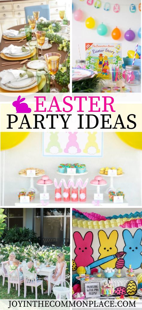 Are you looking for Easter party ideas? Don't miss out on this collection of cute party ideas including tablescapes, egg decorating parties, DIY Easter egg painting ideas and more!  #easter #easterparty #partyideas #holidays #desserttable #easterbunny #eggpainting #eatereggs #tablescape #easterdecor #spring #springparty #partyplanning #kidsparty Easter Party For Kids Ideas, Easter Family Party Ideas, Cute Easter Party Ideas, Daycare Easter Party Ideas, Easter Decorating Ideas For Kids, Easter Party Activities For Kids, Easter Egg Coloring Party, Family Easter Party Ideas, Small Easter Party Ideas