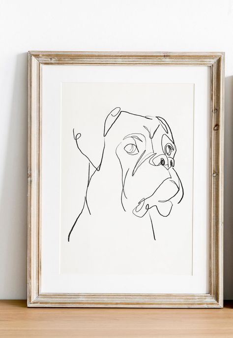 Boxer Dog Tattoo, Dog Paw Drawing, Paw Illustration, Boxer Tattoo, Boxer Dog Gifts, Paw Drawing, Boxer Dogs Art, Simple Line Art, Dog Line Art