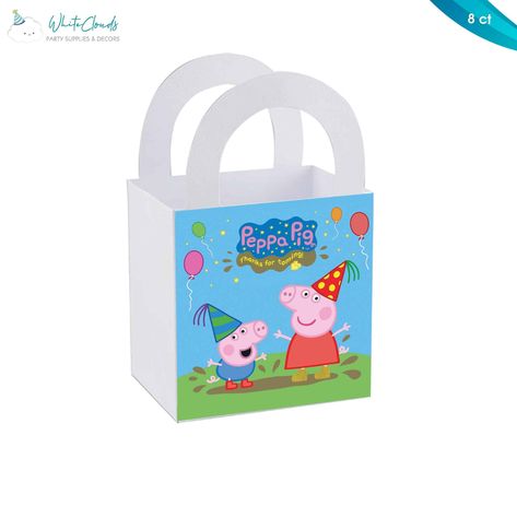 Peppa Pig Treat Boxes Favor Gift Bags for Birthday Party | Etsy Peppa Pig Party Favors, Peppa Pig Birthday Decorations, Cloud Party, Cupcake Birthday Party, Peppa Pig Party, Custom Party Favors, Pig Party, Peppa Pig Birthday, Goody Bags