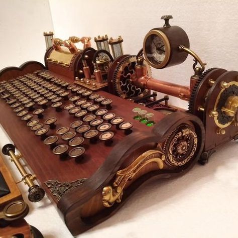 Steampunk Keyboard Steampunk Keyboard, Steampunk Computer, Steampunk Furniture, Wood Stains, Steampunk Decor, New Technology Gadgets, Computer Workstation, Pc Mouse, Neo Victorian