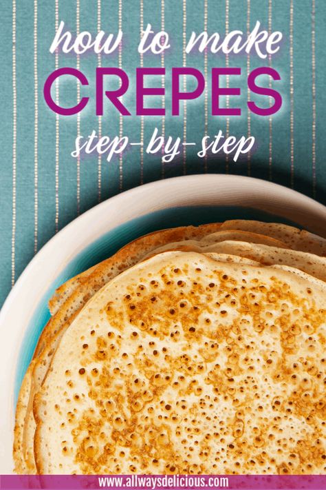 Wondering how to make crepes? This basic crepe recipe provides step by step instructions and shows just how easy it is! Just add your favorite fillings! Homemade Crepes Recipe Easy, Homemade Crepes Recipe, Crepes Recipe Easy, Basic Crepe Recipe, Homemade Crepes, Easy Crepe Recipe, Crepe Recipe, Crepes Recipe, How To Make Crepe