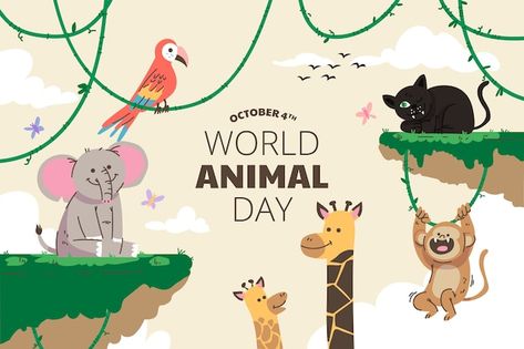 Free Vector | Free vector flat world animal day background World Animal Day Poster, Slogan About Reading, Animal Day Poster, World Animal Day, Animal Day, Flat World, Day Background, Holiday Calendar, Pet Day