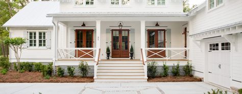 Florida Cottage, Wood French Doors, Farmhouse Exterior Design, Redecorating Ideas, Casas Coloniales, Beach Homes, Modern Farmhouse Exterior, French Cottage, Coastal Farmhouse