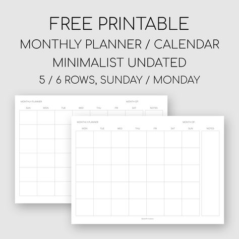 Free Printable Minimalist Monthly Planner / Undated Calendar #free #printable #monthlyplanner #minimalist #planner #printables #monthly #undated #calendar Organized Minimalist, Printable Meal Planner Monthly, Minimalist Monthly Planner, Free Printable Monthly Planner, Blank Monthly Calendar Template, Daily Calendar Template, Undated Calendar, Monthly Printable, Undated Monthly Planner