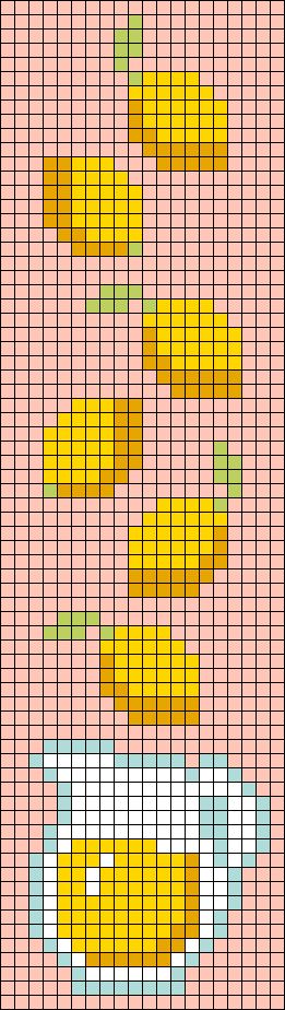 Lemon Knitting Pattern, Lemon Alpha Pattern, Lemon Pixel Art, Nitting Ideas, Alpha Graph, Grid Crochet, Fruit Summer, Pony Bead Patterns, Lemon Patterns