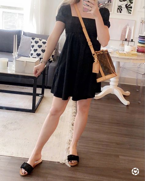 Louis vuitton noe bb with black dress outfit Noe Bb Louis Vuitton, Noe Bb Outfit, Noe Bb Louis Vuitton Outfit, Lv Noe Outfit, Dress And Sandals Outfit, Puff Sleeve Black Dress, Louis Vuitton Noe Bb, Noe Louis Vuitton, Louis Vuitton Noe Bag