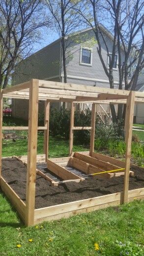 We've framed cedar around raised garden beds this year. Wire mesh will cover around to keep animals out. Needs an entry door for character, but we're almost there. Garden Covers To Keep Animals Out, Build Greenhouse, Garden Enclosure Ideas, Vege Patch, Raised Bed Garden Layout, Garden Enclosure, Fenced Garden, Allotment Ideas, Vege Garden