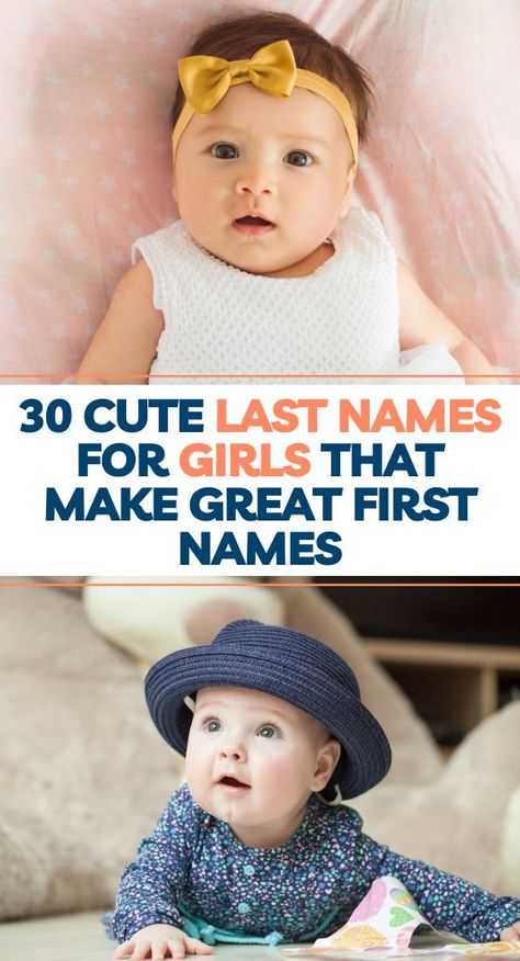 You might think that surnames are rather buttoned-up and boring, but believe us, there are many cute last names for girls that make excellent first names. Fifty years ago, it would have been unthinkable to name a baby girl a random surname. Sure, surnames were kept in the family but today, parents are turning to attractive last names with no immediate family connection. Why? We think this trend is happening for a couple of reasons. Surname For Girls Unique, Boys Names For Girls, Last Names For First Names, Cute Last Names, Last Names As First Names, Surnames As First Names, Popular Last Names, Name Combinations, Unique Last Names