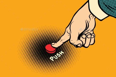 Hand Presses Red Button Comic Cartoon, Pop Art Illustration, Pop Art Comic, Retro Logos, Composition Photography, Perfume Design, Retro Pop, Human Poses, Retro Logo