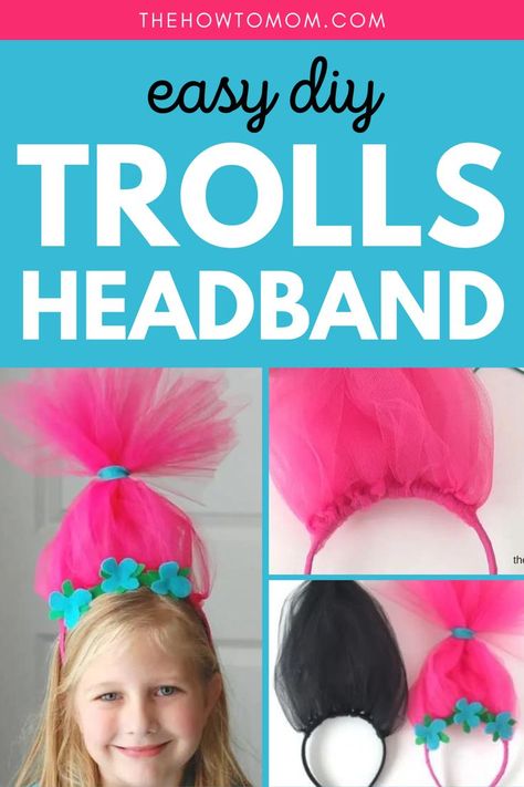 Are you always searching for easy toddler dressing up costumes? Here's an easy DIY tutorial to make your own DIY Trolls headband. Click the link to learn how to make this easy princess poppy headband. This is an easy step by step sewing project. Poppy Costume Diy, Troll Headband Diy, Troll Costume Diy, Princess Poppy Costume, Troll Hair Diy, Poppy Costume, Trolls Headband, Troll Costume, Halloween Party Planning