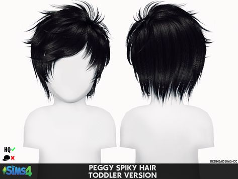 Peggy Spiky Hair (toddler) by RedheadSims The Sims 4 Kids, Toddler Hair Sims 4, Toddler Cc Sims 4, Toddler Hairstyles Boy, Sims 4 Hair Male, Die Sims 4, Sims 4 Black Hair, Sims 4 Cc Kids Clothing, Sims 4 Anime