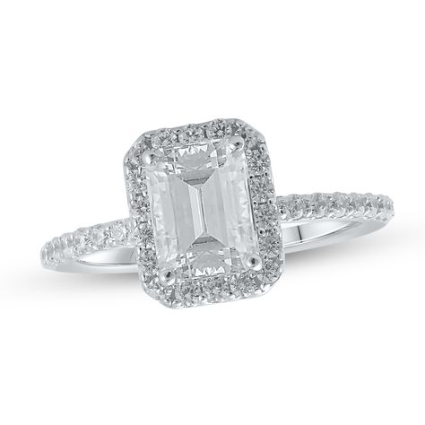 Emerald Cut Engagement Ring Pave Band, Halo Emerald Engagement Ring, Lab Created Engagement Rings, Wedding Rings Emerald Cut, Lab Created Diamond Rings Engagement, Dream Rings, Birthday Inspiration, Cute Engagement Rings, Future Engagement Rings