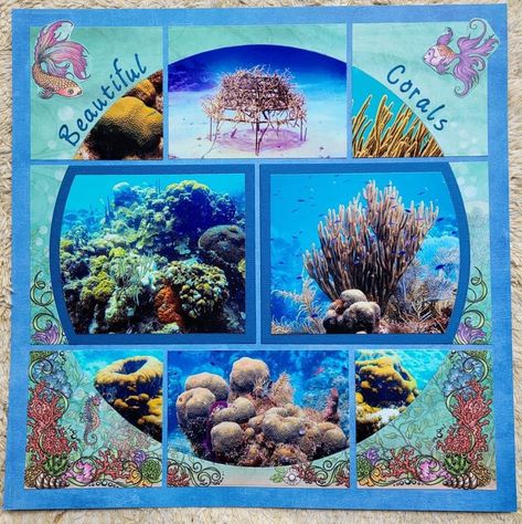 Beach Scrapbook Layouts, Cruise Scrapbook, Oregon Vacation, Beautiful Scrapbook Layouts, Travel Art Journal, Scrapbook Borders, Creative Memories Scrapbooking, Hawaiian Vacation, Reef Aquarium