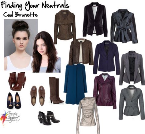 I love that my favorite teal is a "neutral" here. (Also, that purple jacket.) Cool Brunette, Neutral Purple, Deep Winter Colors, Inside Out Style, Winter Color Palette, Mode Tips, Winter Typ, Cool Winter, Seasonal Color Analysis