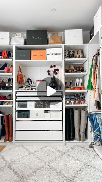 Monroe Steele on Instagram: "MY IKEA PAX WARDROBE CLOSET DETAILS (SAVE & SHARE for #dreamcloset INSPO)  Cost $1800 including shipping + assembly  5 Wardrobe Frames: 2x 39 inch wide frames with drawers, 2x 19 inch frames for my shoes, 1x 29 inch frame for my hanging clothes/denim pullout  Height 79 inches and Depth 22 inches (I went with the lower height and deepest shelving for my space)  The jewelry holders are just slide out shelving with inserts also available at IKEA  It took 2 task rabbits 2.5 hours to build the entire thing and yes it can be taken apart (delicately) and moved  The Love Handles Vase is from Anissa Kermiche and is linked in my stories and my MIA APT highlight with a swipe up  I have 3 YouTube videos on this closet system including having it built and how I organize it Ikea Pax Shoe Closet, Ikea Pax Shoes, Monroe Steele, Slide Out Shelves, Anissa Kermiche, Ikea Pax Wardrobe, Pax Wardrobe, Jewelry Holders, Handle Vase